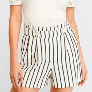 EXPRESS Women's White Striped Extreme High Rise Linen Shorts Size XS